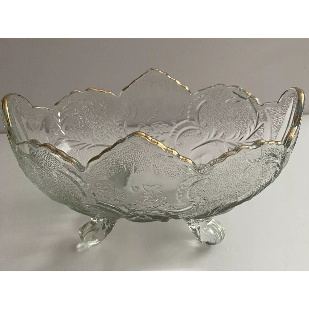 Centerpiece Footed Bowl Vintage 1950's Jeannette Glass 10x6.5” Elegance Regal